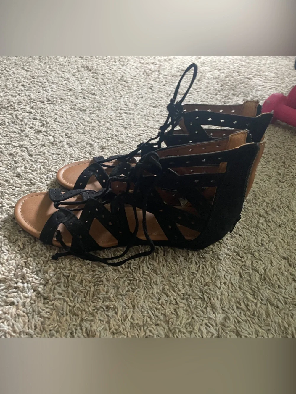 Sonoma Black and Tan Gladiator Lace-Up Sandals